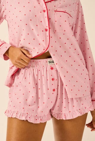 stripe & stare be mine heart pyjamas