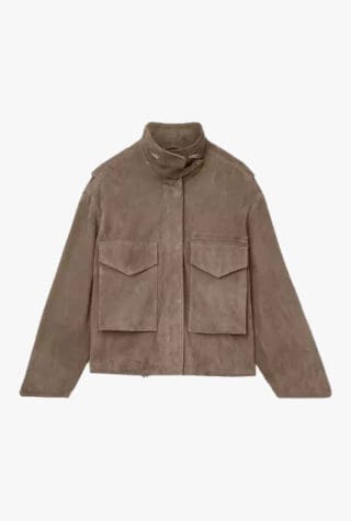 AllSaints Clay funnel-neck suede jacket