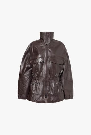 The Frankie Shop Carnaby funnel-neck leather jacket