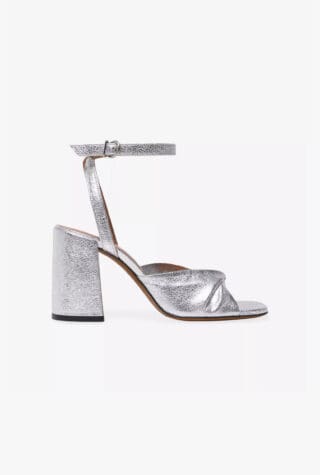 Maje Twisted-Strap Metallic heeled Sandals