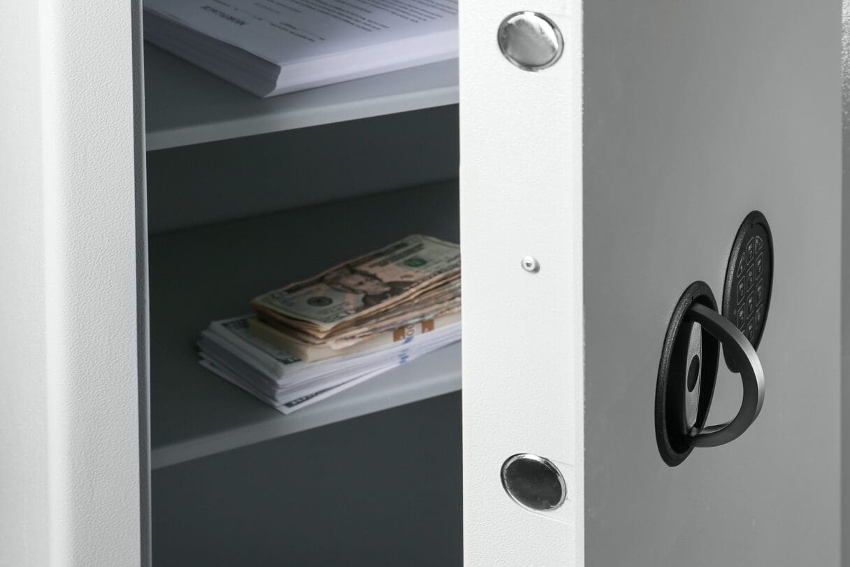 safe with cash inside