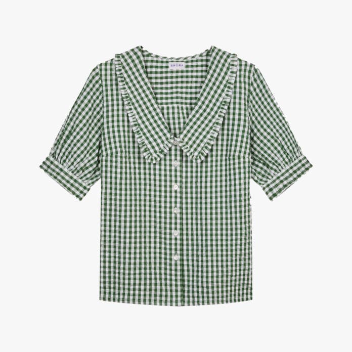 Brora gingham Chelsea collar blouse