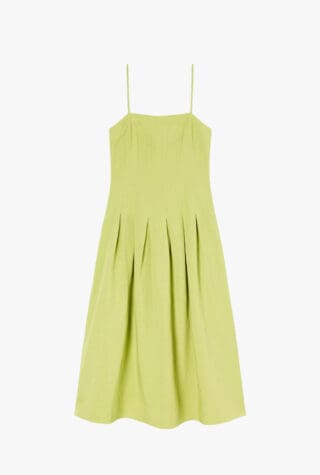 Whistles waisted square-neck linen midi dress